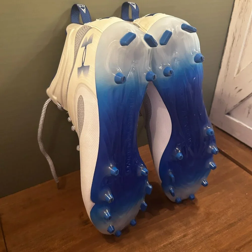 NWB Under Armour Men's Command MC Lacrosse Cleats Blue White Size 11
